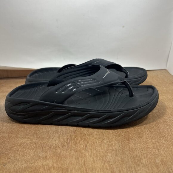 Hoka One One Ora Recovery Flip Flops Slides Sandals Shoes Black Men Size 11 - Picture 2 of 8